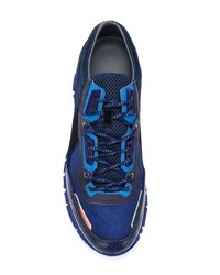 dunkelblaue Leder niedrige Sneakers von Lanvin