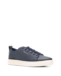 dunkelblaue Leder niedrige Sneakers von PS Paul Smith