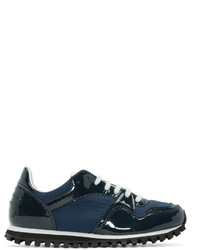 dunkelblaue Leder niedrige Sneakers von Comme des Garcons