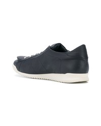 dunkelblaue Leder niedrige Sneakers von Comme Des Garcons SHIRT