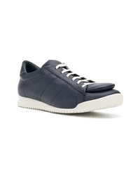 dunkelblaue Leder niedrige Sneakers von Comme Des Garcons SHIRT