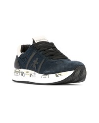 dunkelblaue Leder niedrige Sneakers von Premiata