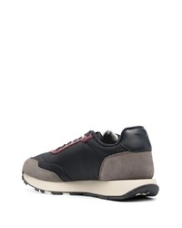 dunkelblaue Leder niedrige Sneakers von Emporio Armani