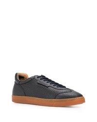 dunkelblaue Leder niedrige Sneakers von Giorgio Armani