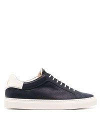 dunkelblaue Leder niedrige Sneakers von Corneliani