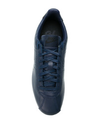 dunkelblaue Leder niedrige Sneakers von Nike