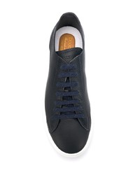 dunkelblaue Leder niedrige Sneakers von Doucal's