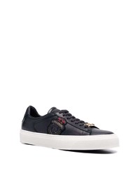 dunkelblaue Leder niedrige Sneakers von Billionaire