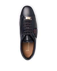 dunkelblaue Leder niedrige Sneakers von Billionaire