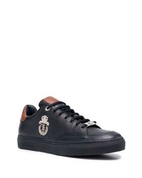 dunkelblaue Leder niedrige Sneakers von Billionaire