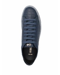 dunkelblaue Leder niedrige Sneakers von Hide&Jack