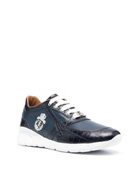 dunkelblaue Leder niedrige Sneakers von Billionaire