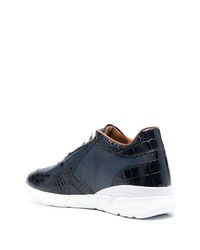 dunkelblaue Leder niedrige Sneakers von Billionaire