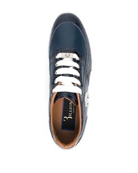 dunkelblaue Leder niedrige Sneakers von Billionaire