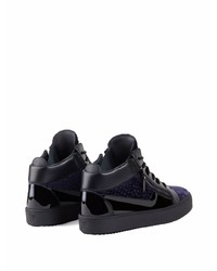 dunkelblaue Leder niedrige Sneakers von Giuseppe Zanotti