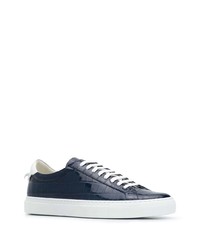 dunkelblaue Leder niedrige Sneakers von Givenchy