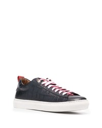 dunkelblaue Leder niedrige Sneakers von Giuliano Galiano