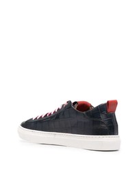 dunkelblaue Leder niedrige Sneakers von Giuliano Galiano