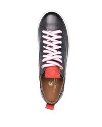 dunkelblaue Leder niedrige Sneakers von Giuliano Galiano