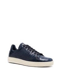 dunkelblaue Leder niedrige Sneakers von Tom Ford