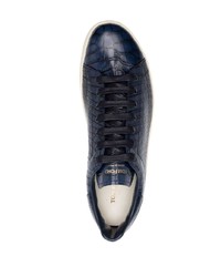 dunkelblaue Leder niedrige Sneakers von Tom Ford