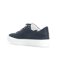 dunkelblaue Leder niedrige Sneakers von Jimmy Choo