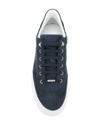 dunkelblaue Leder niedrige Sneakers von Jimmy Choo