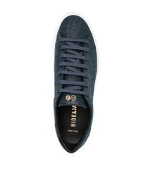 dunkelblaue Leder niedrige Sneakers von Hide&Jack