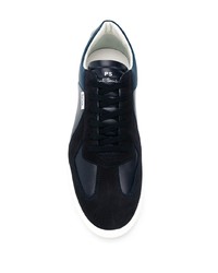 dunkelblaue Leder niedrige Sneakers von PS Paul Smith