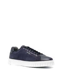 dunkelblaue Leder niedrige Sneakers von Salvatore Ferragamo