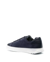 dunkelblaue Leder niedrige Sneakers von Salvatore Ferragamo