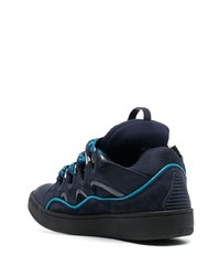 dunkelblaue Leder niedrige Sneakers von Lanvin