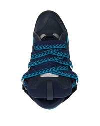 dunkelblaue Leder niedrige Sneakers von Lanvin