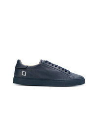 dunkelblaue Leder niedrige Sneakers von D.A.T.E