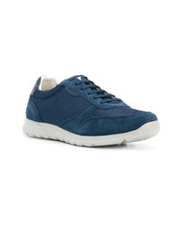 dunkelblaue Leder niedrige Sneakers von Geox