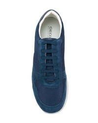 dunkelblaue Leder niedrige Sneakers von Geox