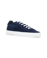 dunkelblaue Leder niedrige Sneakers von Billionaire