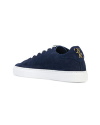 dunkelblaue Leder niedrige Sneakers von Billionaire