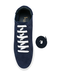 dunkelblaue Leder niedrige Sneakers von Billionaire