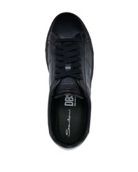 dunkelblaue Leder niedrige Sneakers von Santoni