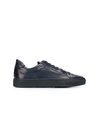 dunkelblaue Leder niedrige Sneakers von Doucal's