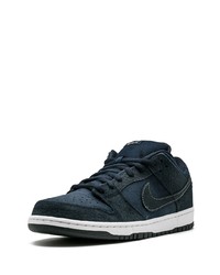 dunkelblaue Leder niedrige Sneakers von Nike