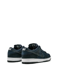 dunkelblaue Leder niedrige Sneakers von Nike