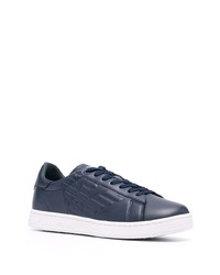 dunkelblaue Leder niedrige Sneakers von Ea7 Emporio Armani