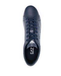 dunkelblaue Leder niedrige Sneakers von Ea7 Emporio Armani