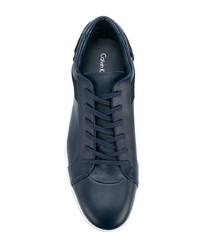 dunkelblaue Leder niedrige Sneakers von Calvin Klein Jeans