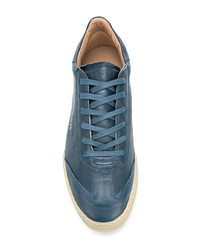 dunkelblaue Leder niedrige Sneakers von Ghoud