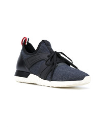 dunkelblaue Leder niedrige Sneakers von Moncler