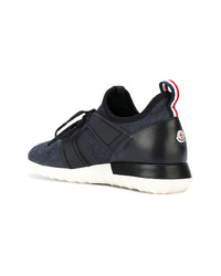 dunkelblaue Leder niedrige Sneakers von Moncler