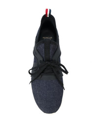 dunkelblaue Leder niedrige Sneakers von Moncler